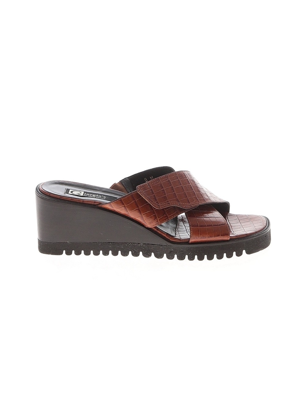 Giorgio’s Palm Beach Brown Crocodile Fisherman Slide Sandals sz 8